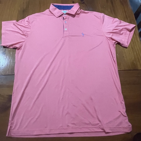 Tailorbyrd Men's Coral Pink Moisture Wicking SPF 30 Golf Polo Shirt Size XL - Picture 1 of 4